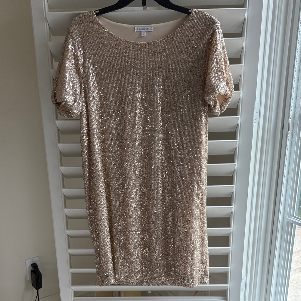 Ophelia & Co. Gold Sequin Midi Dress